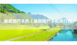 最新国产手机（最新国产手机排行榜）