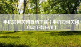 手机如何关闭自动下载（手机如何关闭自动下载应用）