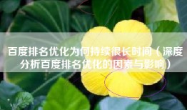 百度排名优化为何持续很长时间（深度分析百度排名优化的因素与影响）