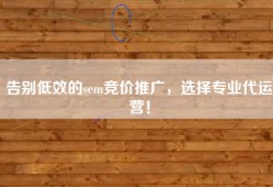 告别低效的sem竞价推广，选择专业代运营！