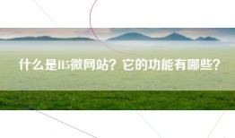 什么是H5微网站？它的功能有哪些？