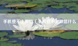 手机登不上微信（手机登不上微信什么原因）