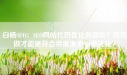 白杨SEO：SEO网站代码优化有哪些？如何做才能更符合百度搜索引擎优化？