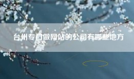 台州专门做网站的公司有哪些地方