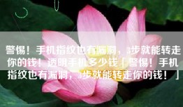 警惕！手机指纹也有漏洞，3步就能转走你的钱！透明手机多少钱「警惕！手机指纹也有漏洞，3步就能转走你的钱！」