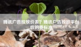 腾讯广告投放价表？腾讯广告投放平台收的费标准
