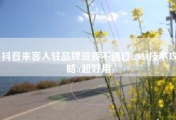 抖音来客入驻品牌资质不通过 2024技术攻略!(超好用)