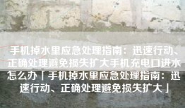 手机掉水里应急处理指南：迅速行动、正确处理避免损失扩大手机充电口进水怎么办「手机掉水里应急处理指南：迅速行动、正确处理避免损失扩大」