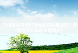 如何用手机调试安卓程序手机程序「如何用手机调试安卓程序」