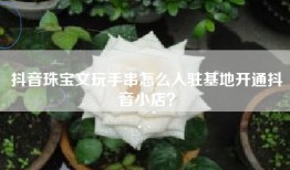 抖音珠宝文玩手串怎么入驻基地开通抖音小店？