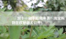 🔥双十一剁手指南来袭！淘宝购物狂欢秘籍大公开！🔥