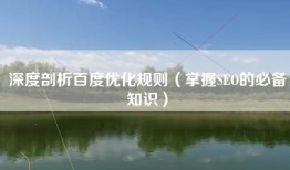 深度剖析百度优化规则（掌握SEO的必备知识）