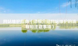 网站维护指南（详细介绍网站维护的流程和注意事项）