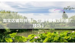 淘宝店铺如何推广引流（最有效的推广技巧）