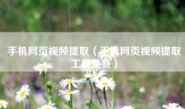 手机网页视频提取（手机网页视频提取工具免费）