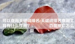 可以查询关键词排名(关键词排名查询工具有什么作用？)👈百度推广怎么做👈