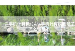 oppo手机计算机（oppo手机计算机删除了怎么恢复）