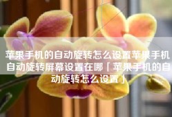 苹果手机的自动旋转怎么设置苹果手机自动旋转屏幕设置在哪「苹果手机的自动旋转怎么设置」
