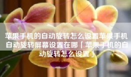 苹果手机的自动旋转怎么设置苹果手机自动旋转屏幕设置在哪「苹果手机的自动旋转怎么设置」