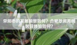 荥阳市的发展前景如何？合肥翠微苑的居住体验如何？
