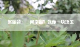 赵丽颖：“何幸福”就像一块璞玉