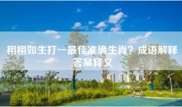 栩栩如生打一最佳准确生肖？成语解释答案释义