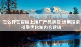 怎么样在百度上推广产品卖货 运用搜索引擎优化和内容营销