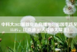 中科大2023届就业去向曝光：出国率跌至13.8%，比亚迪302人成最大雇主！