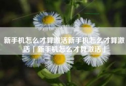 新手机怎么才算激活新手机怎么才算激活「新手机怎么才算激活」