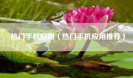 热门手机应用（热门手机应用推荐）