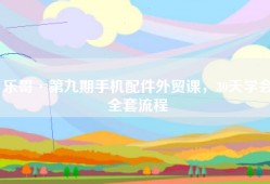 乐哥·第九期手机配件外贸课，30天学会全套流程