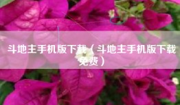 斗地主手机版下载（斗地主手机版下载免费）