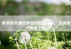 教你如何通过微信轻松借100元，实用指南来了！