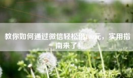 教你如何通过微信轻松借100元，实用指南来了！