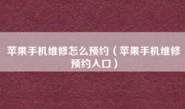 苹果手机维修怎么预约（苹果手机维修预约入口）