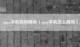 oppo手机如何降级（opop手机怎么降级）