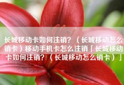 长城移动卡如何注销？（长城移动怎么销卡）移动手机卡怎么注销「长城移动卡如何注销？（长城移动怎么销卡）」