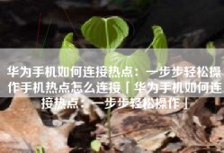 华为手机如何连接热点：一步步轻松操作手机热点怎么连接「华为手机如何连接热点：一步步轻松操作」