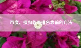 百度、搜狗收录排名靠前的方法