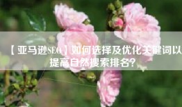 【亚马逊SEO】如何选择及优化关键词以提高自然搜索排名？