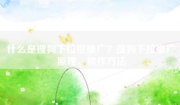 什么是搜狗下拉框推广？搜狗下拉推广原理、操作方法
