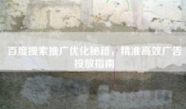 百度搜索推广优化秘籍，精准高效广告投放指南
