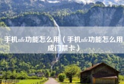 手机nfc功能怎么用（手机nfc功能怎么用成门禁卡）