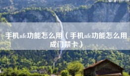 手机nfc功能怎么用（手机nfc功能怎么用成门禁卡）