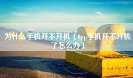 为什么手机开不开机（0pp手机开不开机了怎么办）