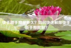 快手新手期是多久？如何快速解除快手新手期限制？