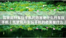 驾驶员开车玩手机的危害是什么开车玩手机「驾驶员开车玩手机的危害是什么」