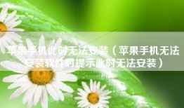 苹果手机此时无法安装（苹果手机无法安装软件时提示此时无法安装）