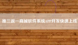 推三返一商城软件系统APP开发快速上线