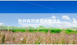 如何有效提高百度排名